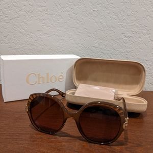 Chloe Sunglasses with Scalloped and Gold Detail 56mm